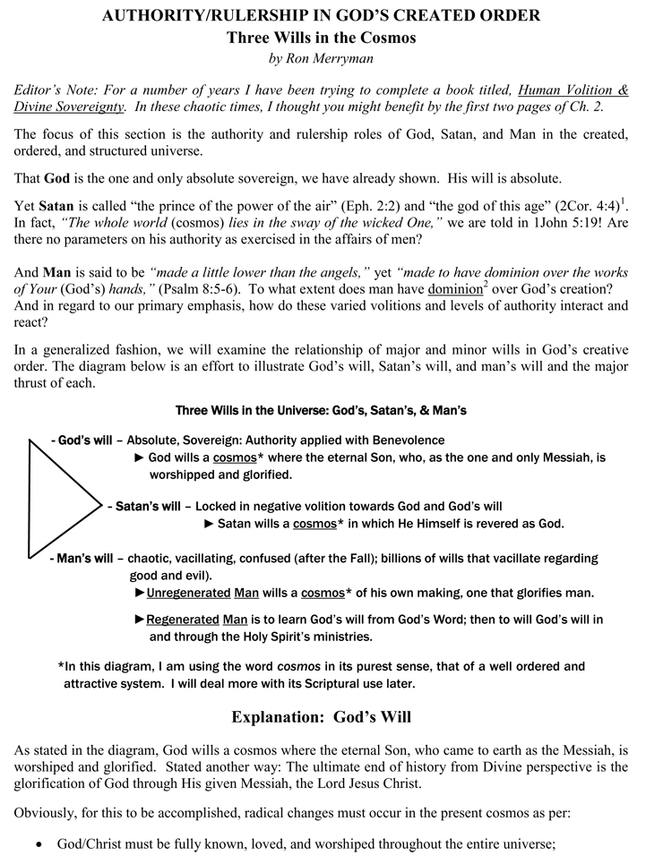 Authority/Rulership in God's Created Order