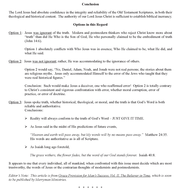 THE BIBLE’S WITNESS TO ITSELF: Part 1, The Testimony of Jesus